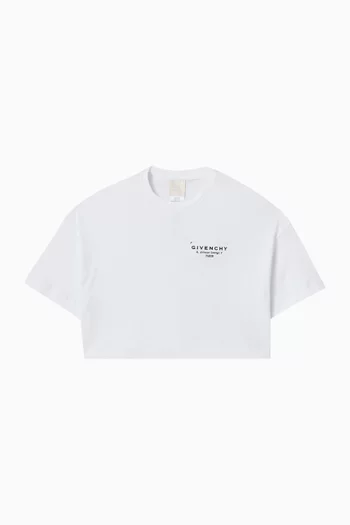 Cropped Logo T-shirt in Cotton