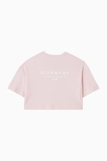 Cropped Logo T-shirt in Cotton