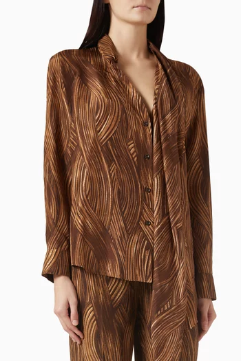 Grass Waves Scarf Shirt in Silk