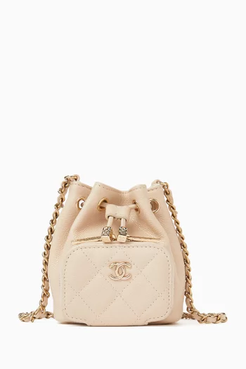 Clutch with Chain Bucket Bag in Leather