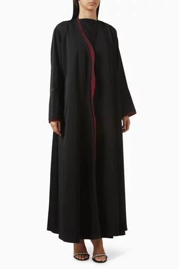 3-piece Lace-trim Abaya Set