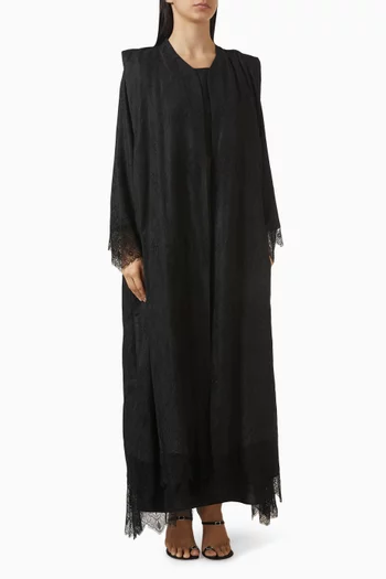 3-piece Lace-trim Abaya Set