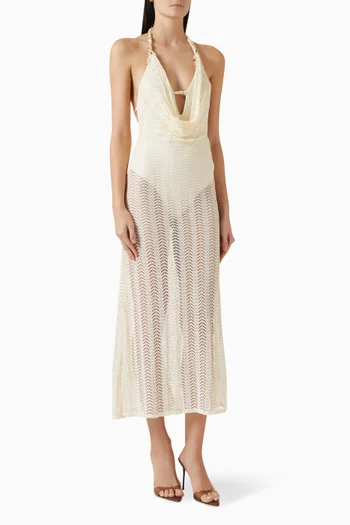 Wave Beach Maxi Dress in Mesh