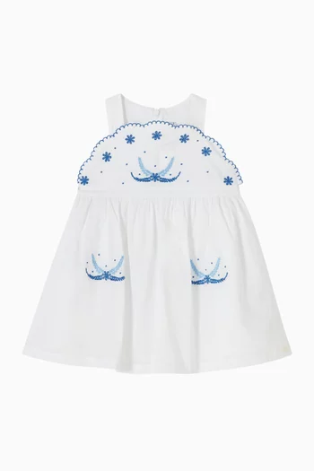 Embroidered Dress in Cotton Voile