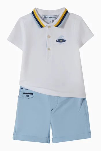 Seaside-embroidered Polo Shirt in Cotton-pique