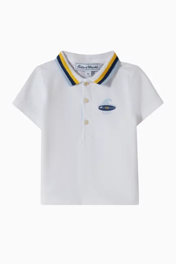 Seaside-embroidered Polo Shirt in Cotton-pique