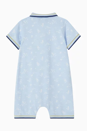 Seaside-print Romper in Cotton-pique