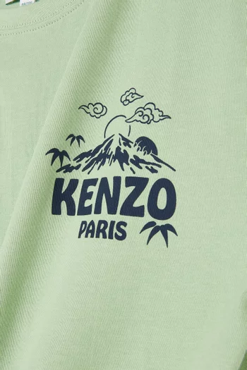 تي شيرت بطبعة شعار الماركة قطن