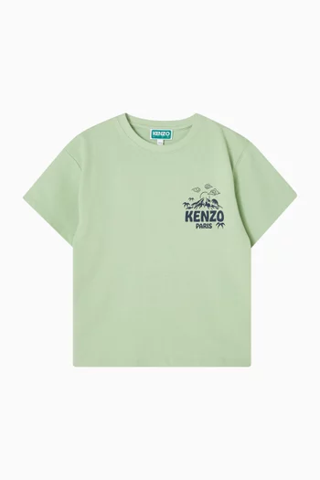 تي شيرت بطبعة شعار الماركة قطن