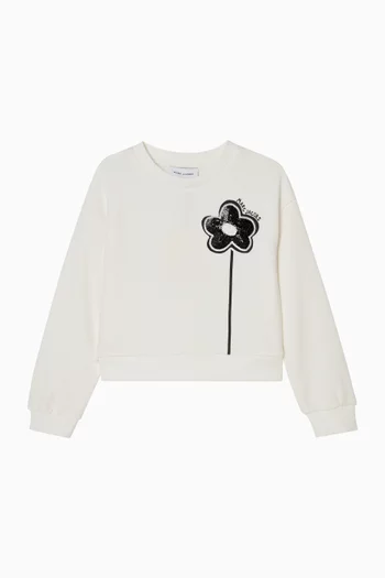 Flower Appliqué Sweatshirt