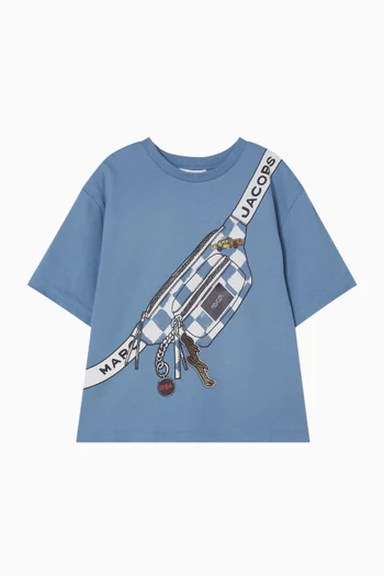 تي شيرت بأكمام قصيرة وطبعة قطن