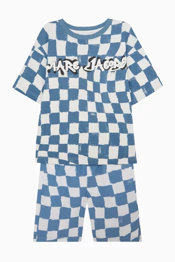 تي شيرت بنقشة مربعات قطن