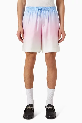 شورت بطبعة بركان وألوان متدرجة حرير تويل