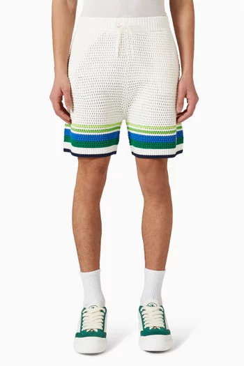 شورت مخطط نسيج كروشيه