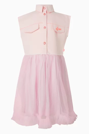 فستان بياقة بلا أكمام تول