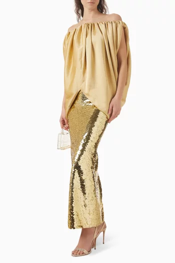 بلوزة بكشكش وأكتاف مكشوفة فيسكوز