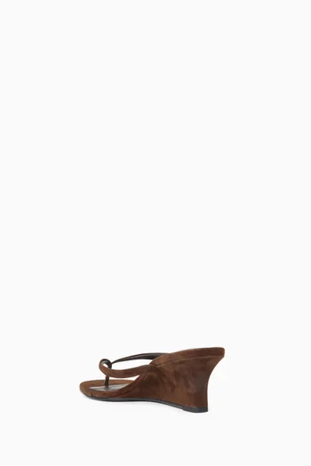 Edgy 50 Thong Wedge Sandals in Suede