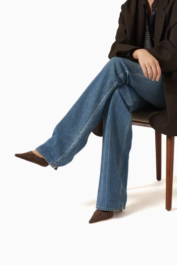 حذاء كلاسيك سمر بسير خلفي وكعب 80 مم شمواه