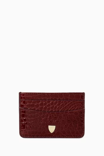 Slim Card Case in Patent Croc-embossed Leather