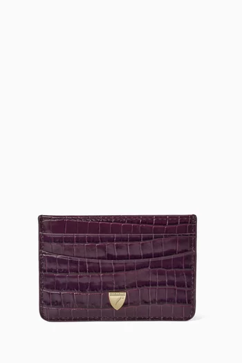 Slim Card Case in Croc-embossed Leather