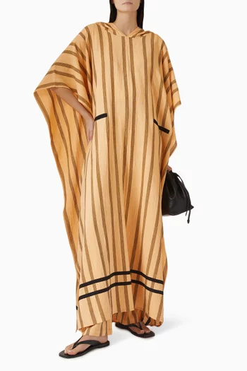 Soli Striped Maxi Poncho in Cotton