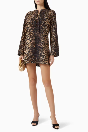 Nyra Leopard-print Mini Dress in Cotton