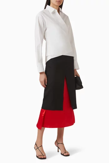 Contrast Upside-down Midi Skirt