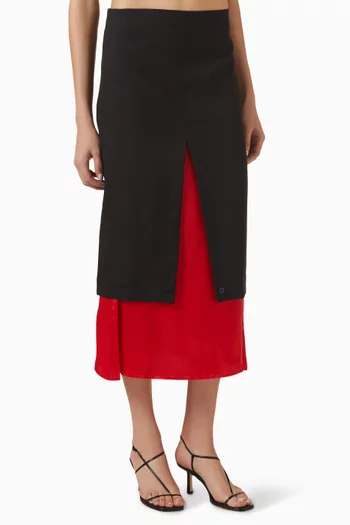Contrast Upside-down Midi Skirt