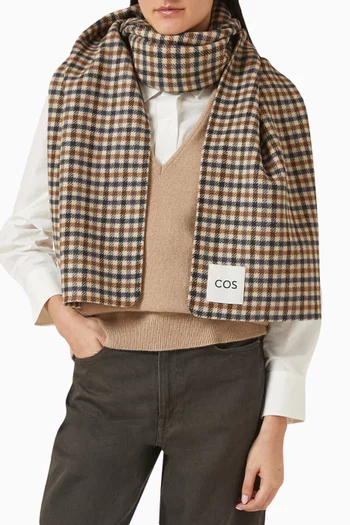 Checked Double-faced Scarf in Merino Wool