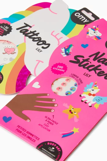 مجموعة ليلي ملصقات أظافر وتاتو