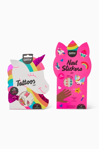 مجموعة ليلي ملصقات أظافر وتاتو