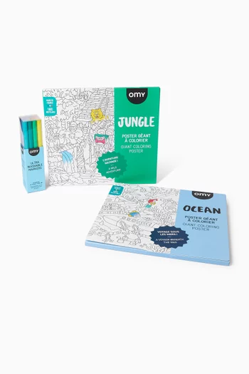 Jungle & Ocean Colouring Poster Set