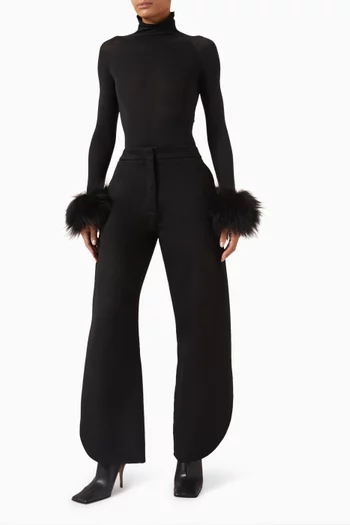 Fur-cuff Second-skin Bodysuit