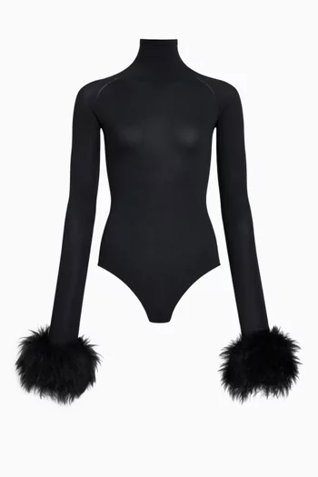 Fur-cuff Second-skin Bodysuit