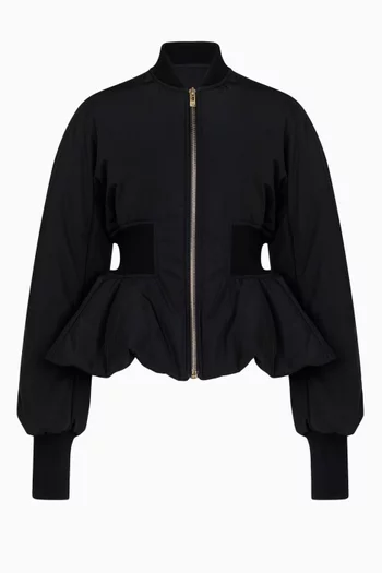 Peplum Bomber Jacket in Nylon