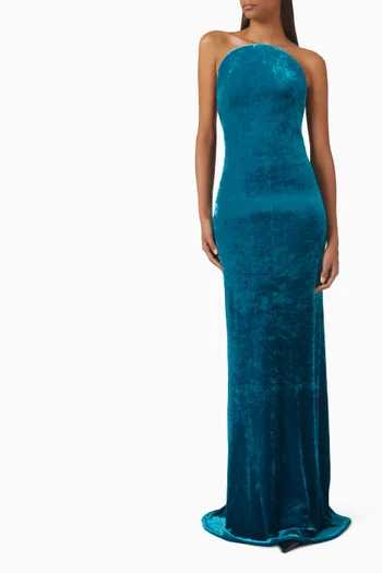 Sculpture Strapless Dress in Velvet
