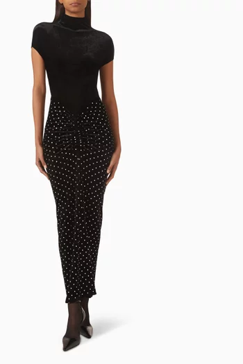 Drape Strass Dress in Velvet