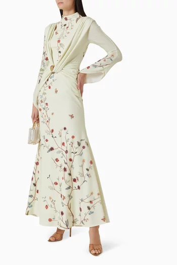 Floral-print Drape Dress