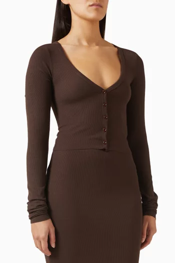 كارديغان قصير مزيج قطن