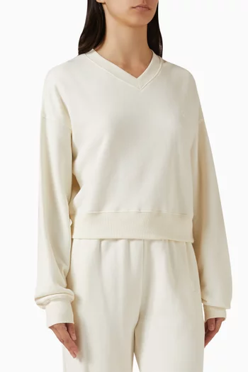 Crop V-neck Sweatshirt in French Terry