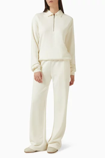 Zip-up Polo Sweatshirt in French Terry