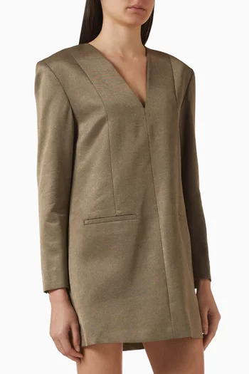 Tuxedo Mini Dress in Metallised Wool-blend