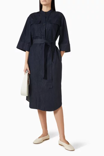 Utility Midi Shirt Dress in Denim