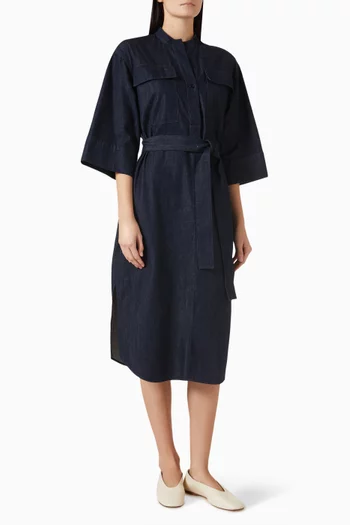 Utility Midi Shirt Dress in Denim