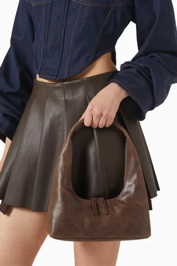 Hobo Shoulder Bag in Cow Leather