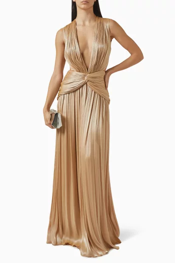 Silla Open-back Gown in Lurex Georgette