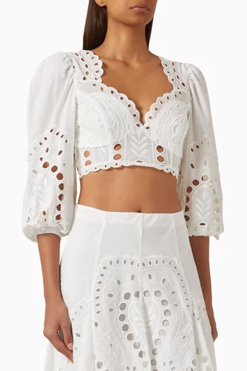 Luna Broderie Anglaise Top in Cotton Blend