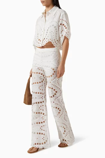 Stern Broderie Anglaise Pants in Cotton Blend