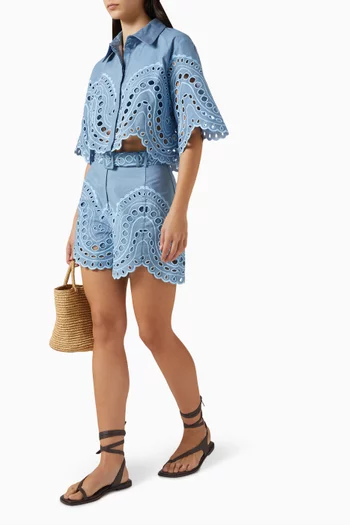 شورت دون بتطريزات إنجليزية مزيج قطن