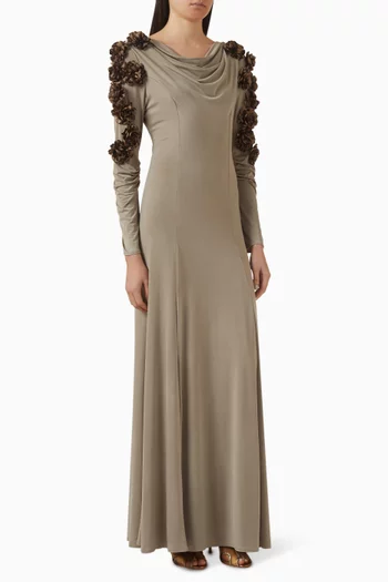 فستان مزين بزهور بارزة